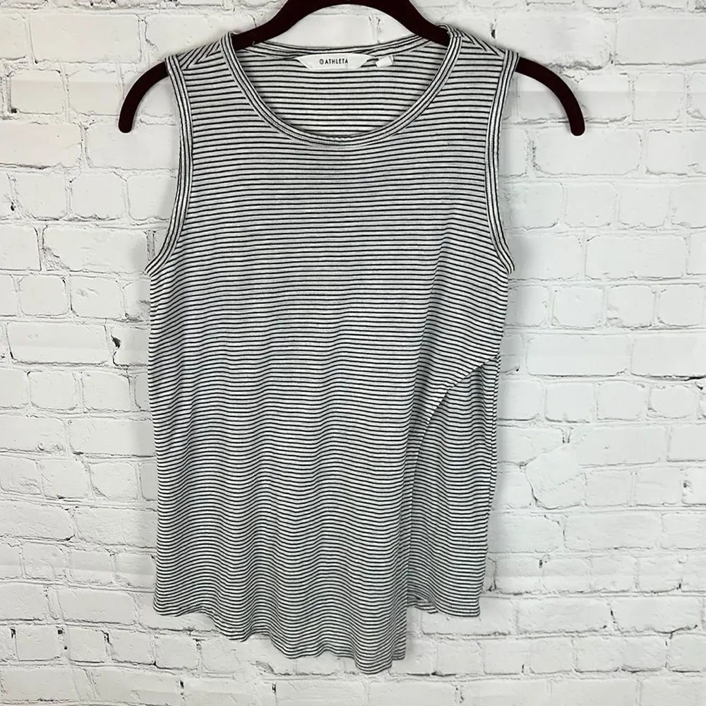Athleta Black and White Striped Tank Size XXS